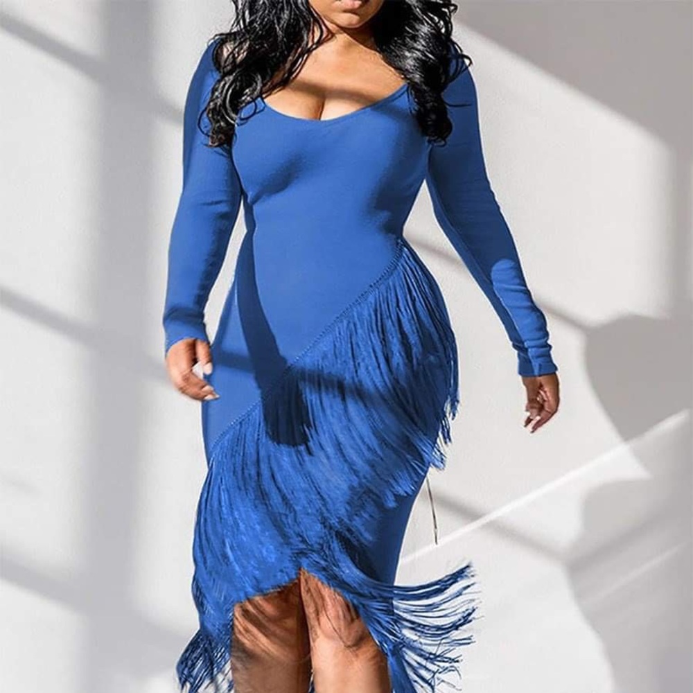 Blue long sleeve dress